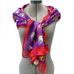 Purple Red Striped Cat Print Scarf Whimsical Feline Hat Novelty Long Wrap